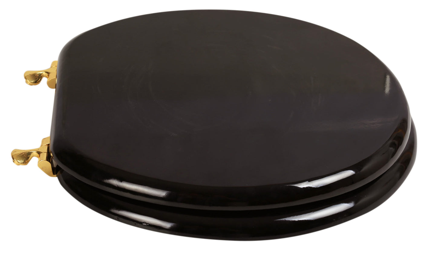 Natural Wood - Round Designer Dark Brown Finish 5B3R3-18BR with Polished Brass Metal Hinge
