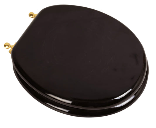Natural Wood - Round Designer Dark Brown Finish 5B3R3-18BR with Polished Brass Metal Hinge