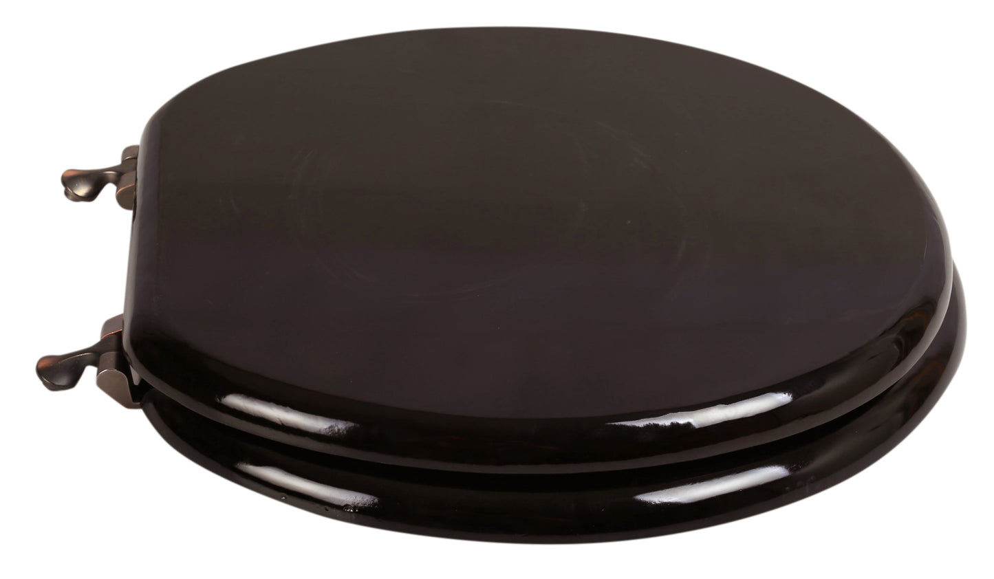 Natural Wood - Round Designer Dark Brown Finish 5B3R3-18OB with Oil Rubbed Metal Hinge