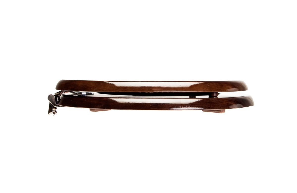 5B3R3-18AB Crtn of 5 Seats: Natural Wood - Round Designer Dark Brown Finish Finish with Antique Brass Metal Hinge