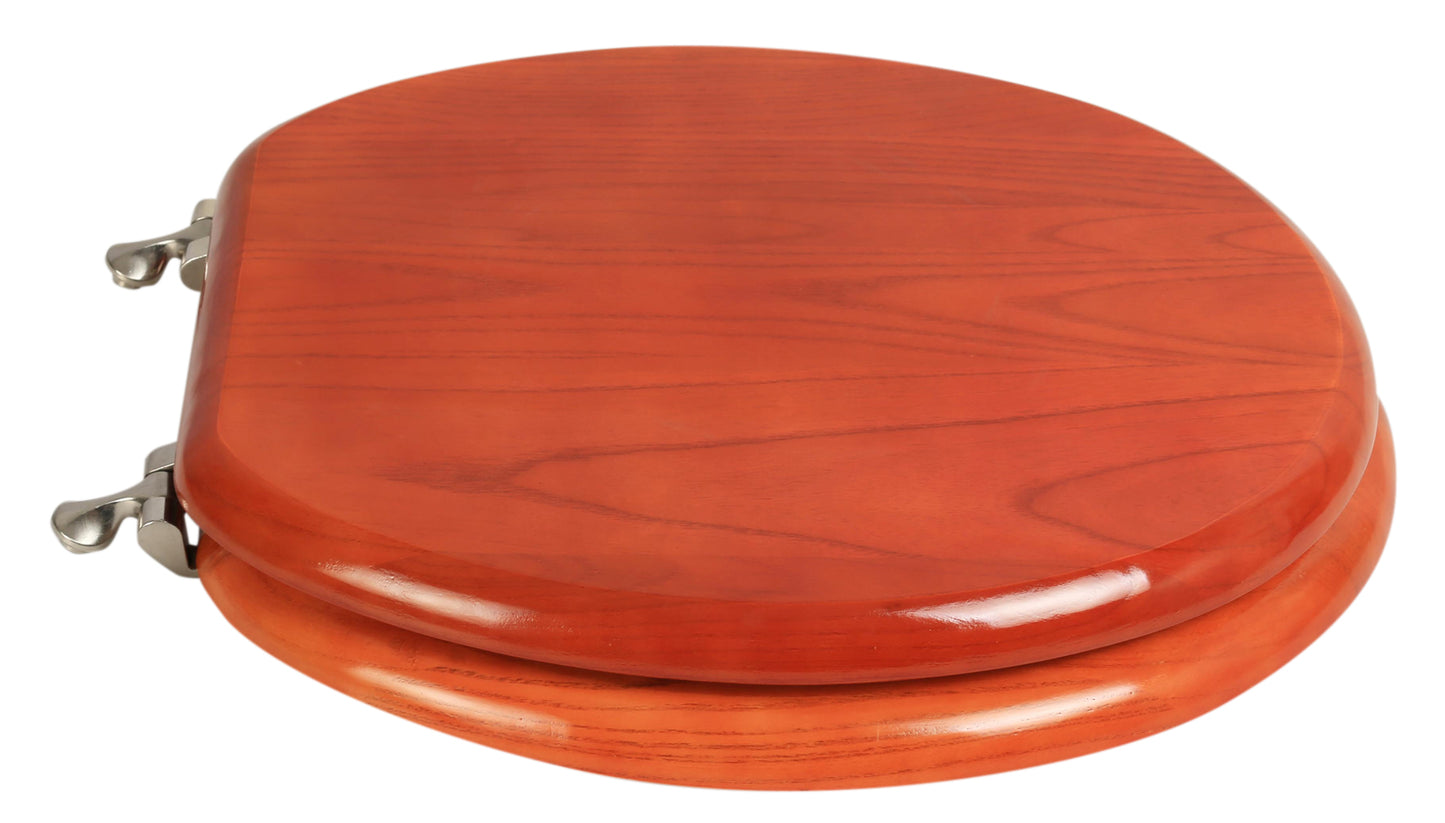 Natural Wood - Round Designer Cherry Finish 5B3R3-15BN with Brushed Nickel Metal Hinge