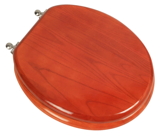 Natural Wood - Round Designer Cherry Finish 5B3R3-15BN with Brushed Nickel Metal Hinge