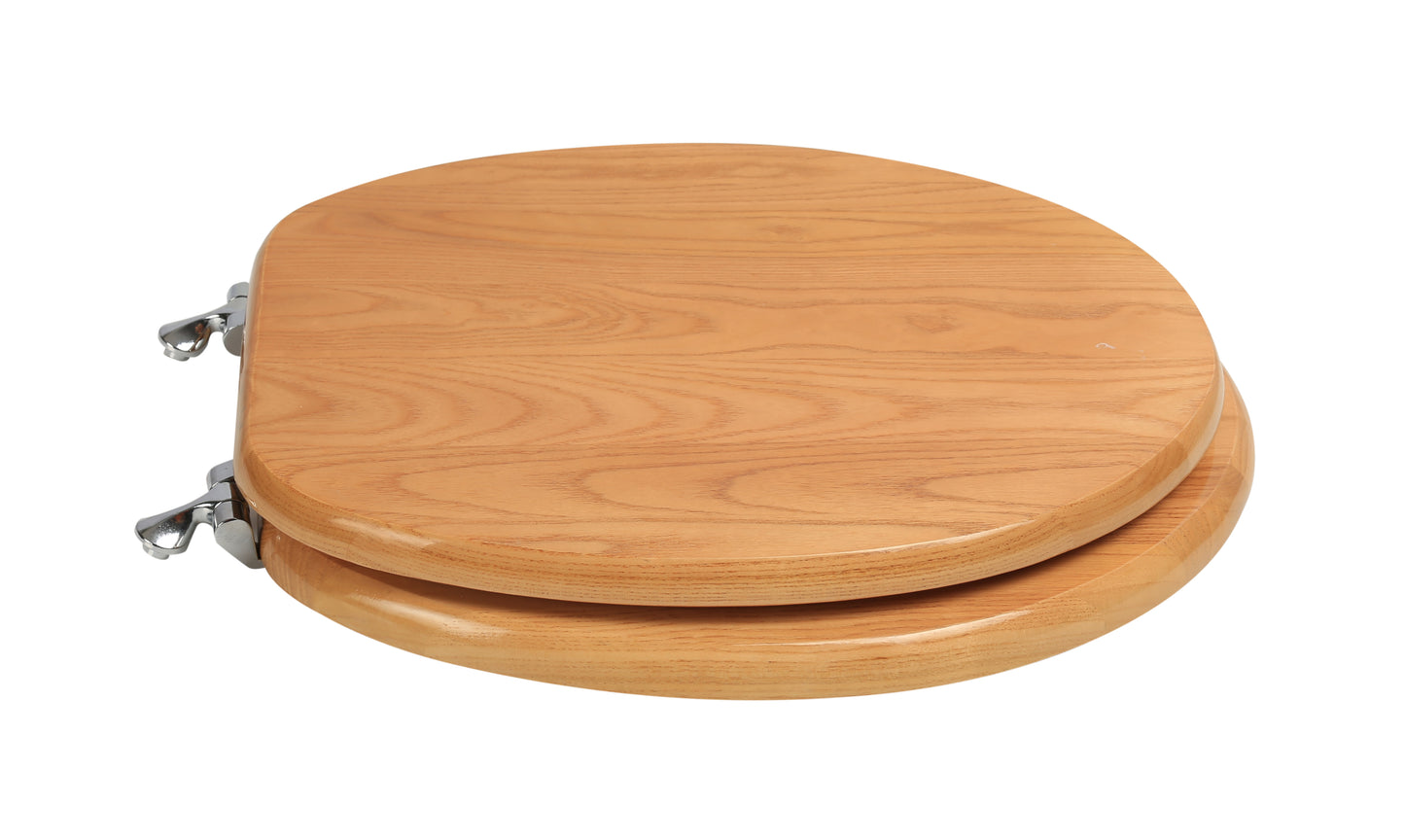 Natural Wood - Round Designer Oak Finish 5B3R3-17CH with Chrome Metal Hinge - Carton of 4 Seats