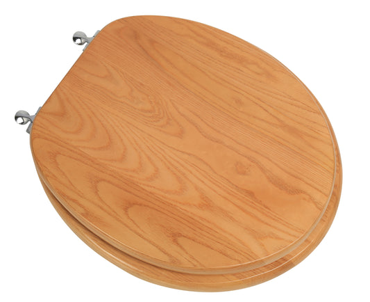 Natural Wood - Round Designer Oak Finish 5B3R3-17CH with Chrome Metal Hinge
