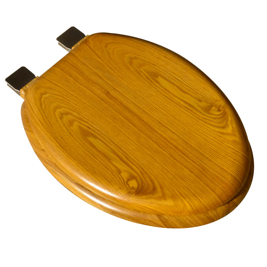 5C3E1-17BN Crtn of 3 Seats: Natural Wood - Elongated Decorative Light Oak Finish with Brushed Nickel Release'n'Clean Hinge