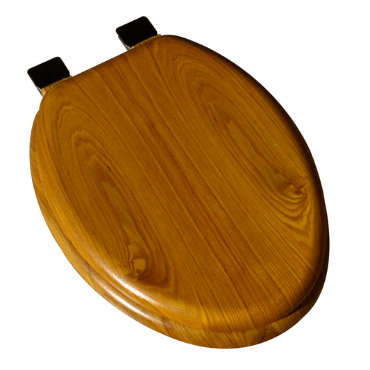 5C3E1-17CH Crtn of 3 Seats: Natural Wood - Elongated Decorative Light Oak Finish with Chrome Release'n'Clean Hinge