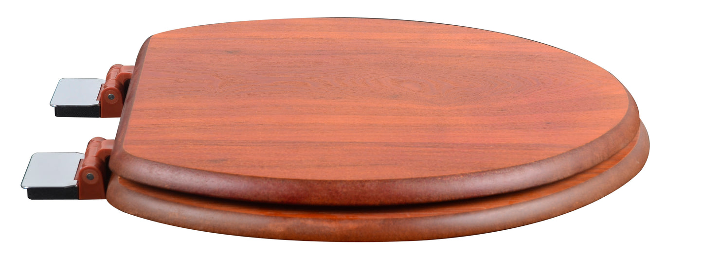 Natural Wood - Elongated Decorative American Red Cherry Finish 5C3E1-15CH with Chrome Release'n'Clean Hinge - Carton of 3 Seats