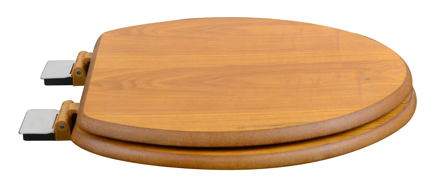 Natural Wood - Elongated Decorative Light Oak Finish 5C3E1-17BN with Brushed Nickel Release'n'Clean Hinge