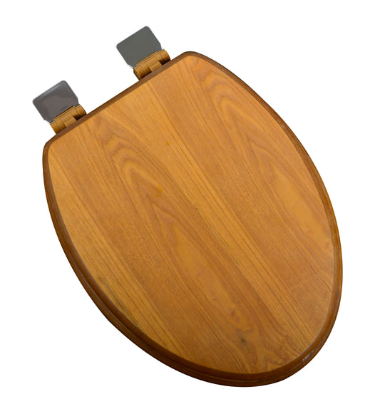 Natural Wood - Elongated Decorative Light Oak Finish 5C3E1-17BN with Brushed Nickel Release'n'Clean Hinge