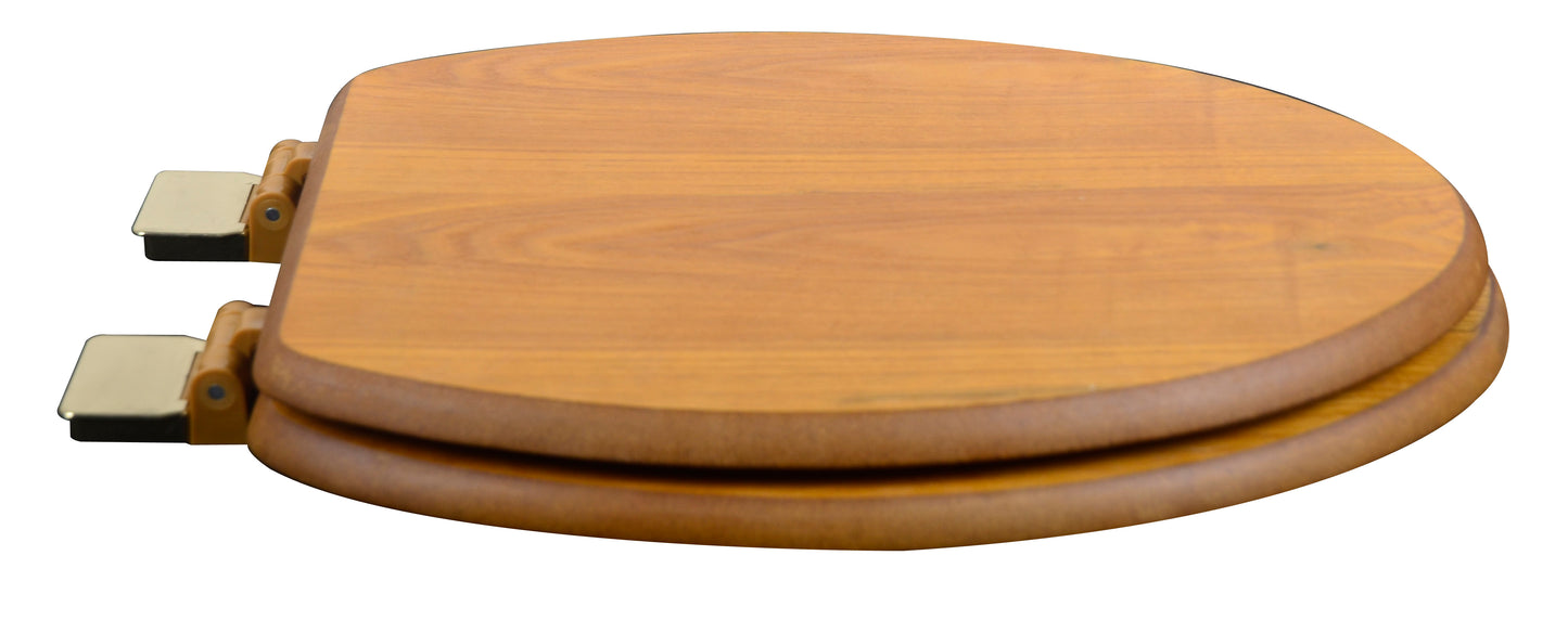 Natural Wood - Elongated Decorative Light Oak Finish 5C3E1-17BR with Polish Brass Release'n'Clean Hinge