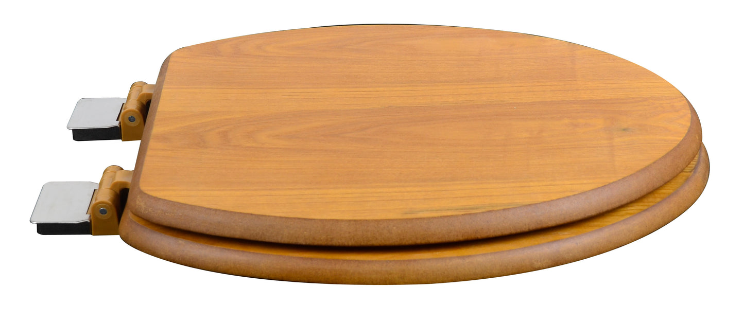Natural Wood - Elongated Decorative Light Oak Finish 5C3E1-17CH with Chrome Release'n'Clean Hinge - Carton of 3 Seats