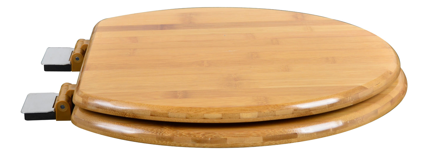 Natural Wood - Round Decorative Bamboo Wood with Rattan Finish 5C3R1-20BN with Brushed Nickel Release'n'Clean Hinge