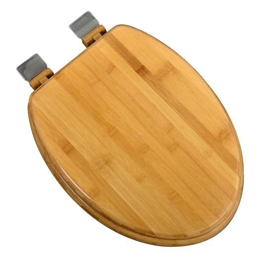 Natural Wood - Elongated Decorative Bamboo Wood with Rattan Finish 5C3E1-20BN with Brushed Nickel Release'n'Clean Hinge