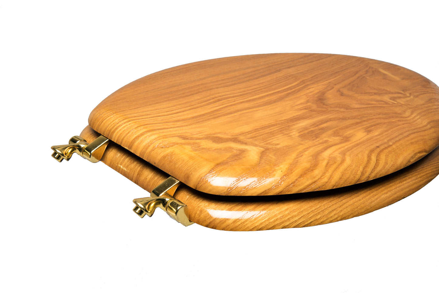 Natural Wood - Elongated Decorative Light Oak Finish 5C3E2-17CH Chrome with Solid Metal Alloy Hinge with Designer Finish - Carton of 3 Seats