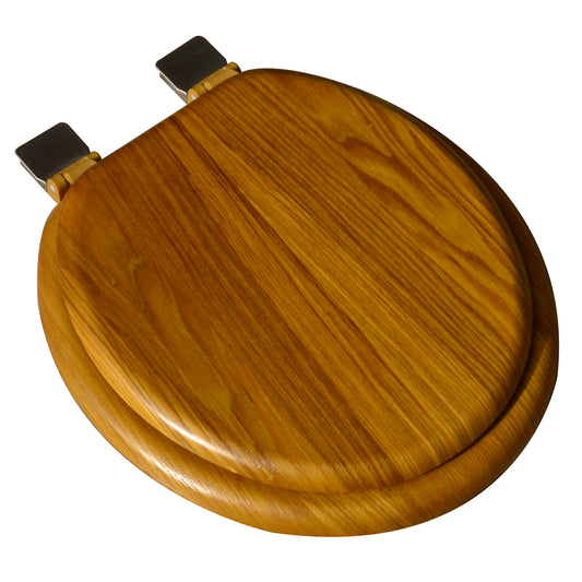 5C3R1-17BR Crtn of 3 Seats: Natural Wood  - Round Decorative Light Oak Finish with Polished Brass Release'n'Clean Hinge