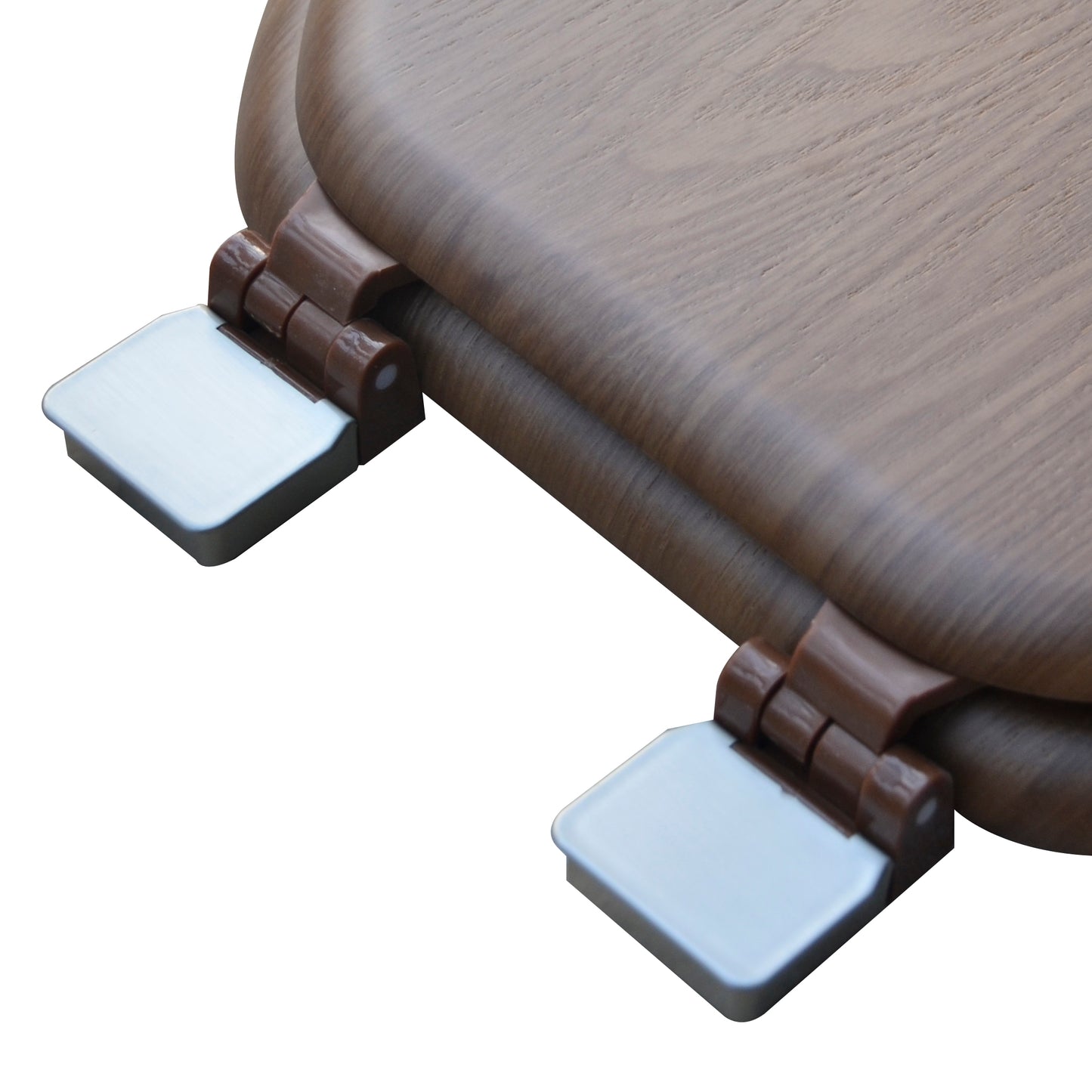 Natural Wood - Elongated Decorative Brown Dark Oak Finish 5C3E1-18BN with Brushed Nickel Release'n'Clean Hinge