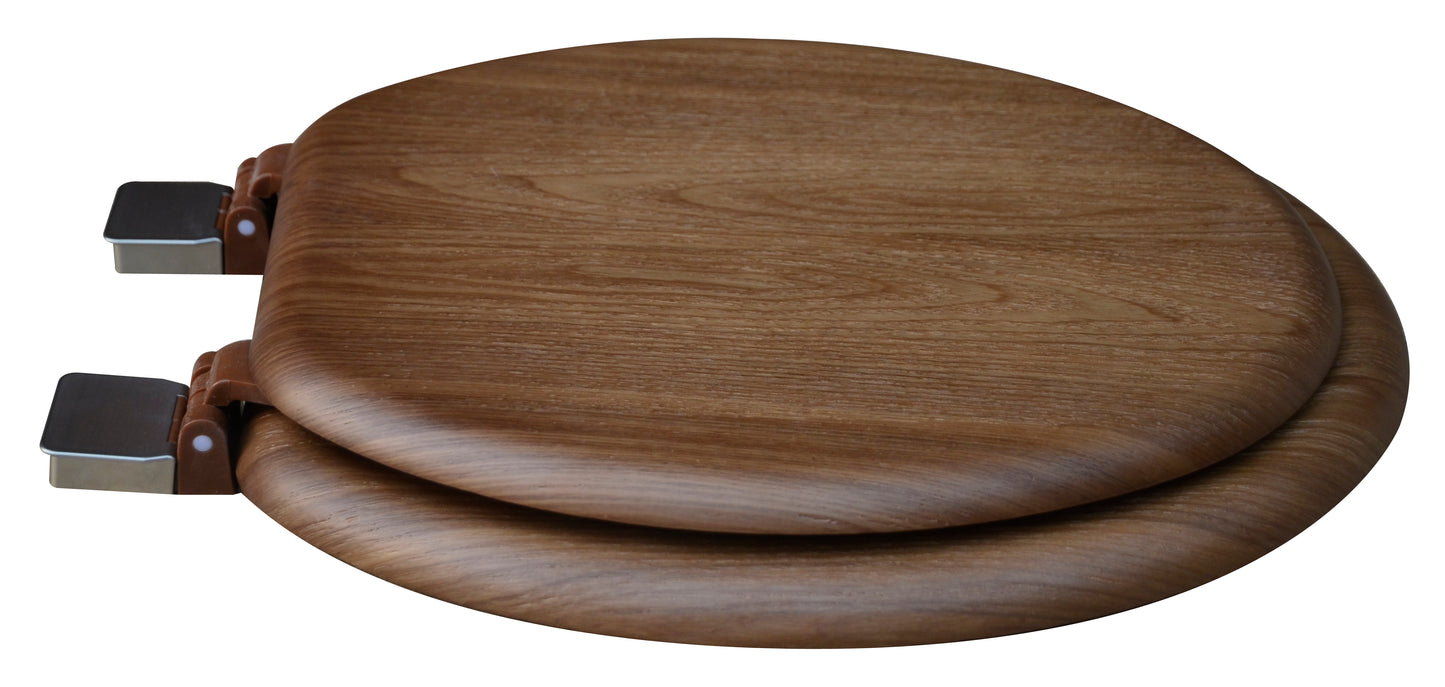 Natural Wood - Round Decorative Dark Brown Oak Finish 5C3R1-18BN with Brushed Nickel Release'n'Clean Hinge