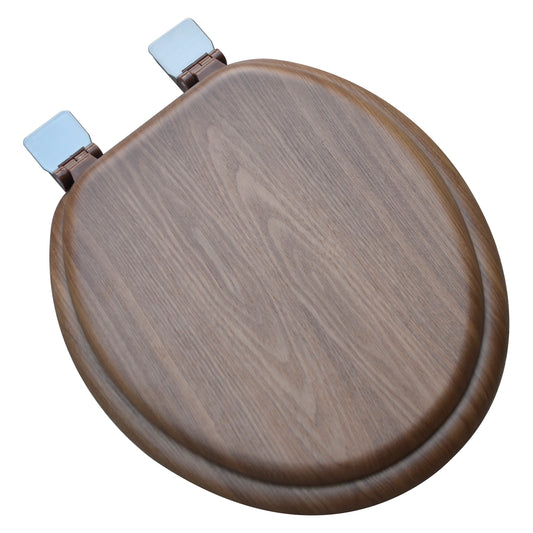 Natural Wood - Round Decorative Dark Brown Oak Finish 5C3R1-18BN with Brushed Nickel Release'n'Clean Hinge