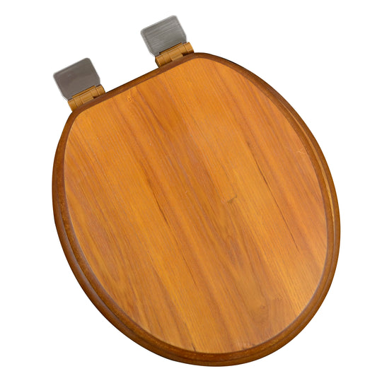 Natural Wood - Round Decorative Light Oak Finish 5C3R1-17BN with Brushed Nickel Release'n'Clean Hinge