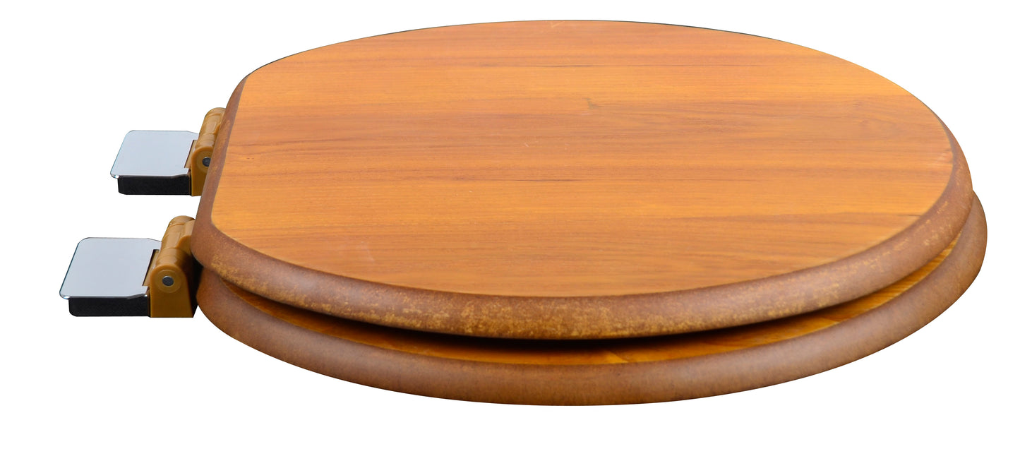 Natural Wood - Round Decorative Light Oak Finish 5C3R1-17CH with Chrome Release'n'Clean Hinge - Carton of 3 Seats