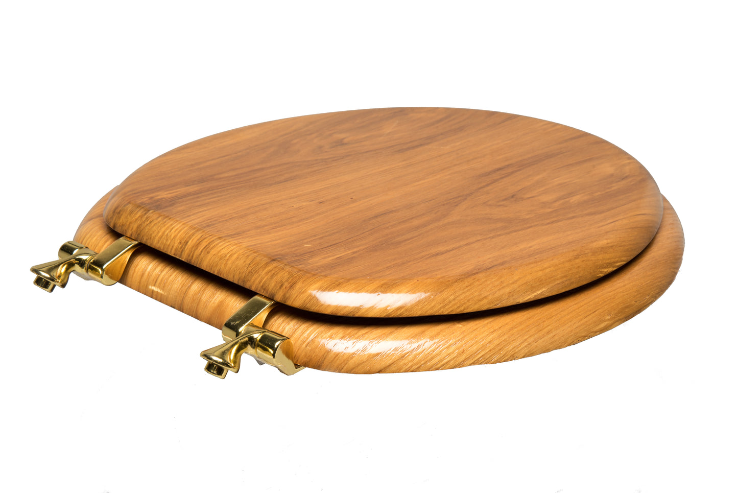 Natural Wood - Round Decorative Light Oak Finish 5C3R2-17BR with Polished Brass Solid Metal Alloy Hinge with Designer Finish - Carton of 3 Seats