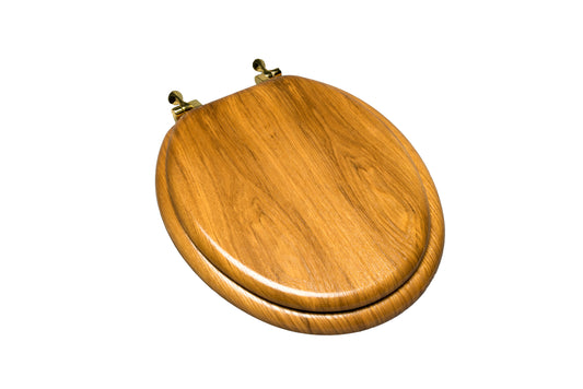 Natural Wood - Round Decorative Light Oak Finish 5C3R2-17BR with Polished Brass Solid Metal Alloy Hinge with Designer Finish - Carton of 3 Seats