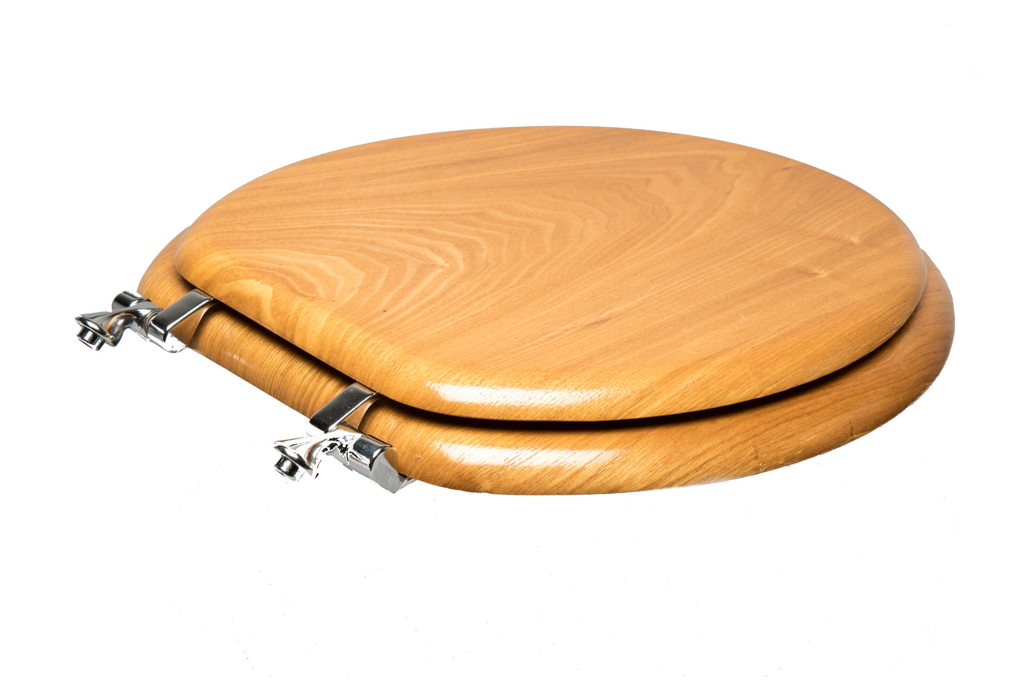 Natural Wood - Round Decorative Light Oak Finish 5C3R2-17CH Chrome with Solid Metal Alloy Hinge with Designer Finish
