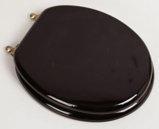 5B3R3-18AB Crtn of 5 Seats: Natural Wood - Round Designer Dark Brown Finish Finish with Antique Brass Metal Hinge