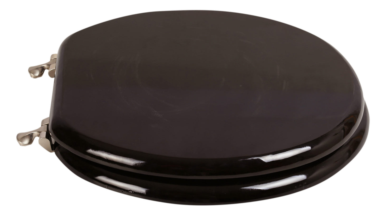 Natural Wood - Round Designer Dark Brown Finish 5B3R3-18BN with Brushed Nickel Metal Hinge