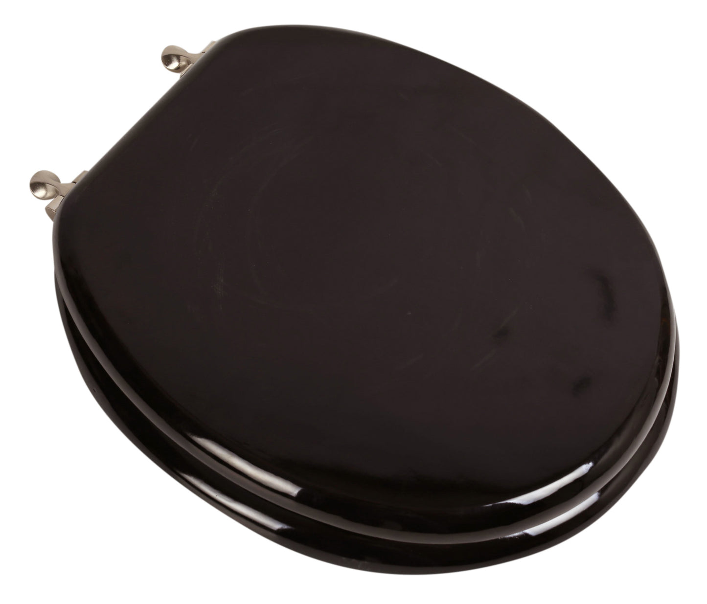 Natural Wood - Round Designer Dark Brown Finish 5B3R3-18BN with Brushed Nickel Metal Hinge