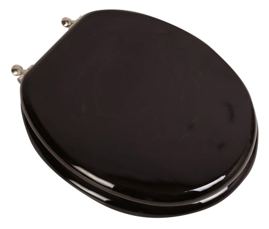 Natural Wood - Round Designer Dark Brown Finish 5B3R3-18BN with Brushed Nickel Metal Hinge