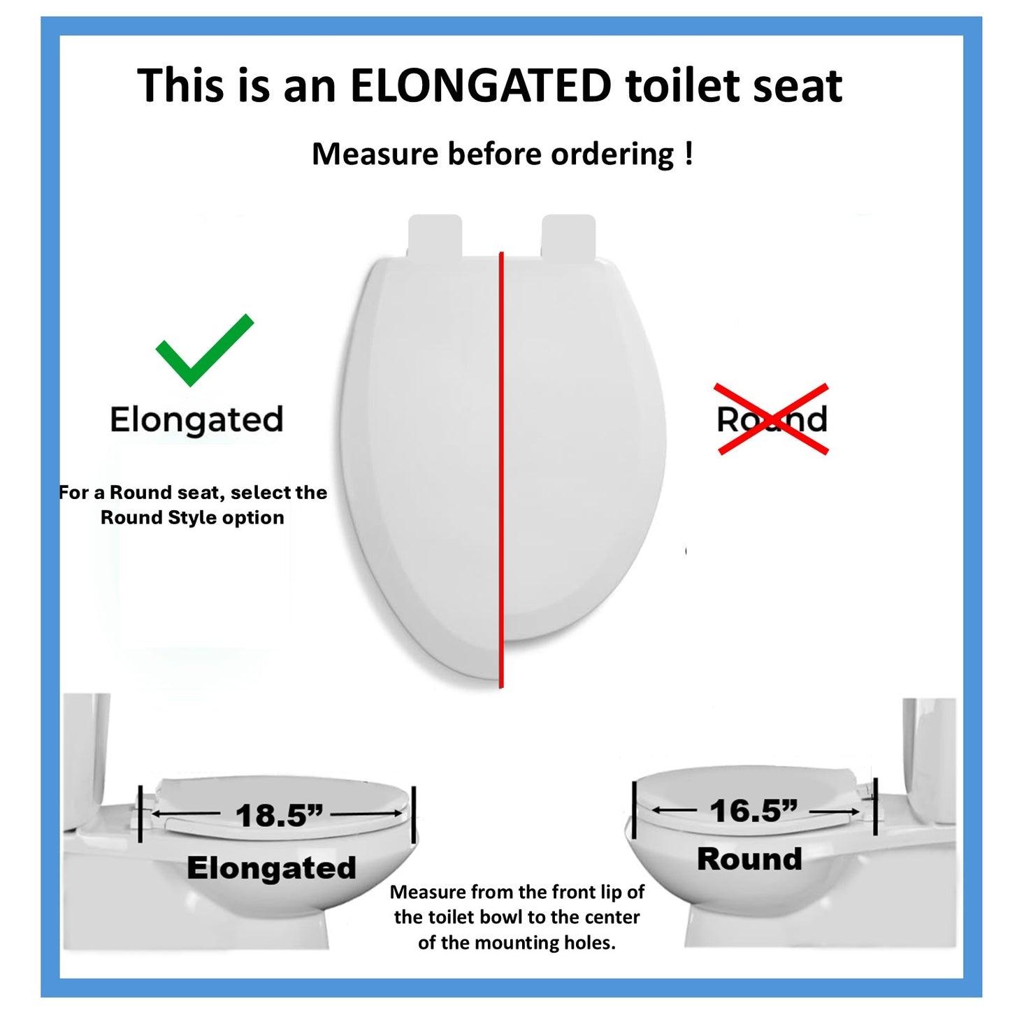 Extra Heavy Duty Commercial Plastic - Elongated Model 431C-00 Open Front with Cover Seat