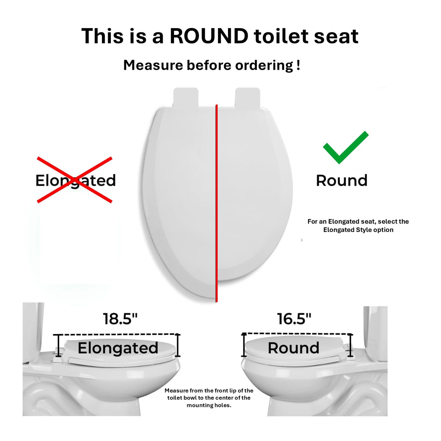 Plastic - Round Model 253-01 Premium Slow Close closed front with cover