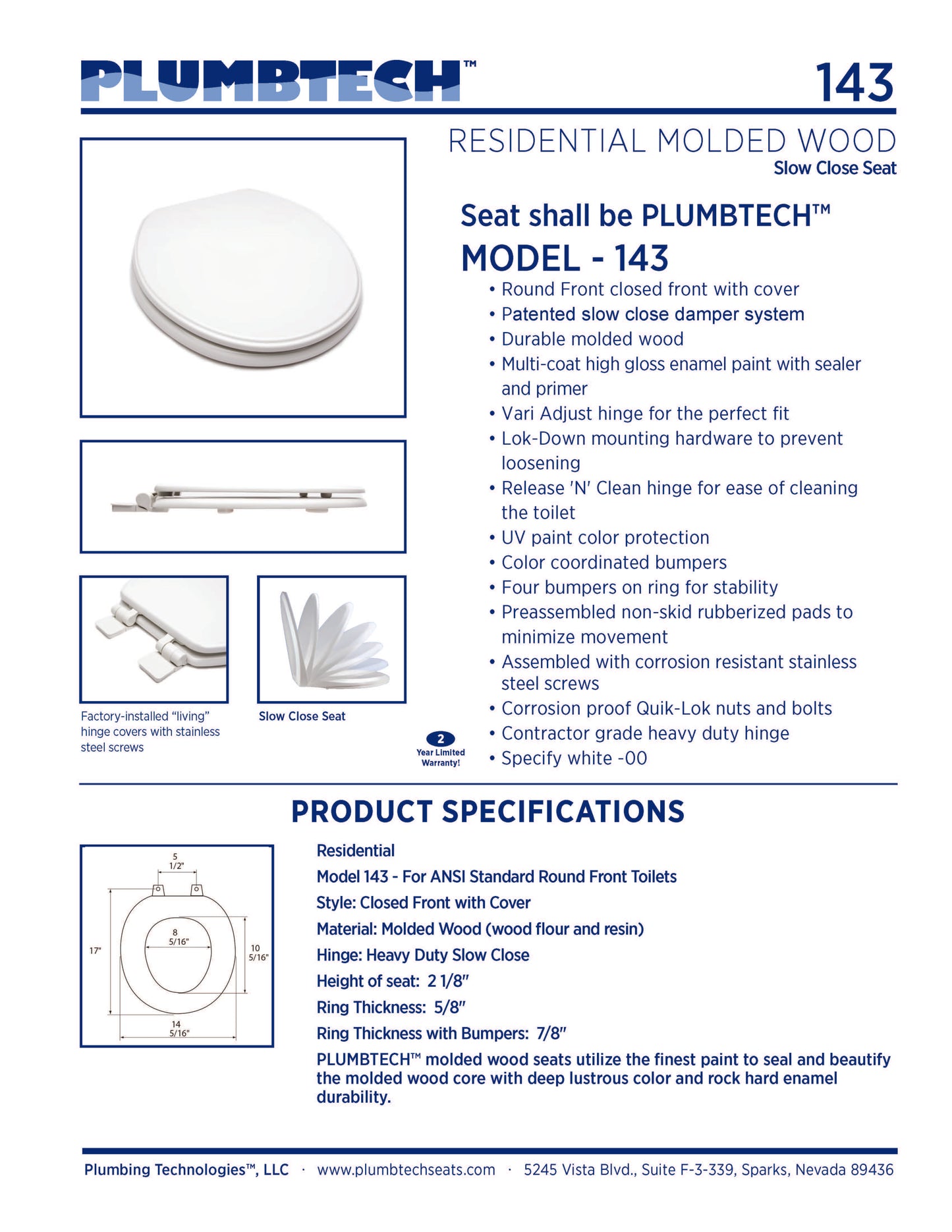 Wood - Round Model 143-00 Residential Molded Wood Seat