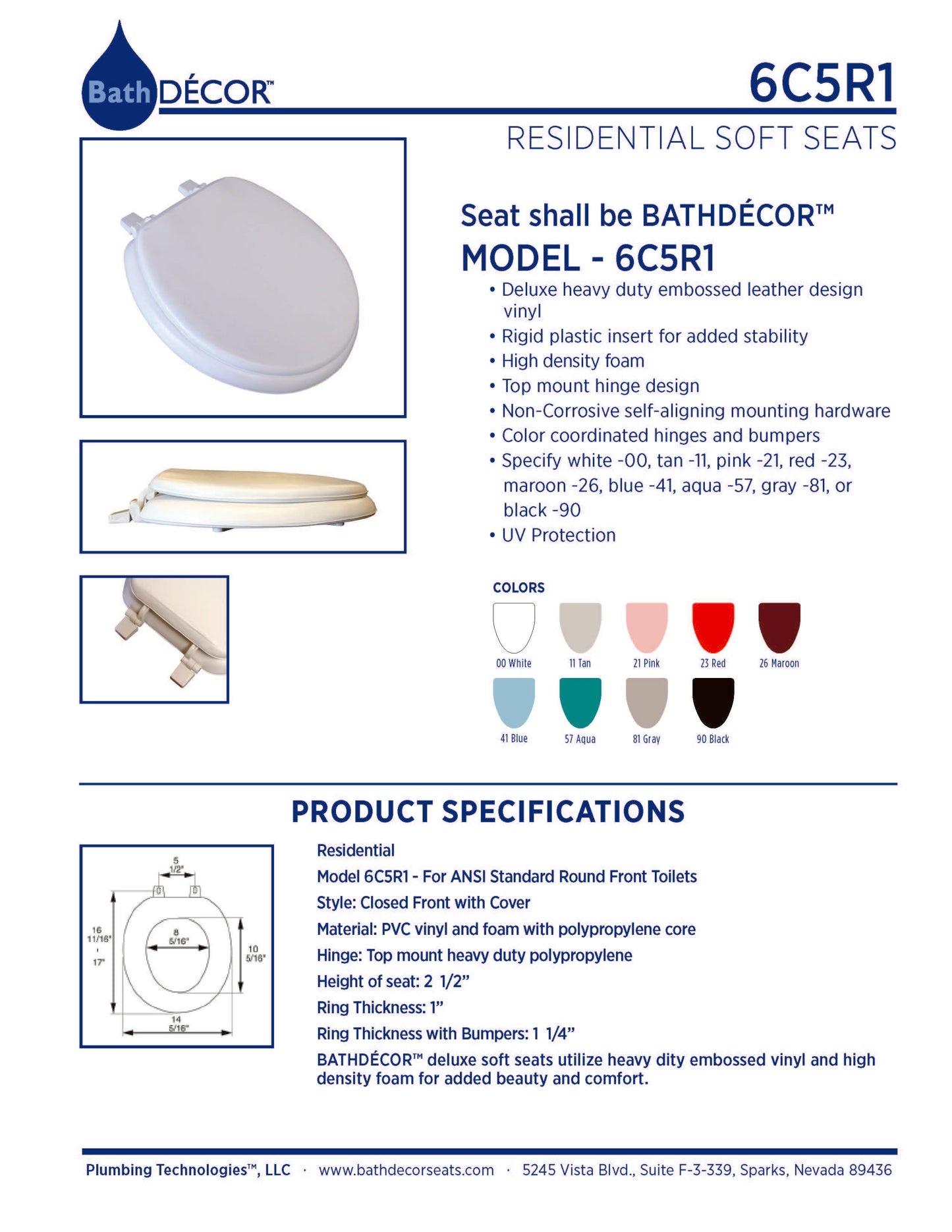 Soft Seat Deluxe - Round Model 6C5R1-00 Leather Design Vinyl Seat - Carton of 5 Seats
